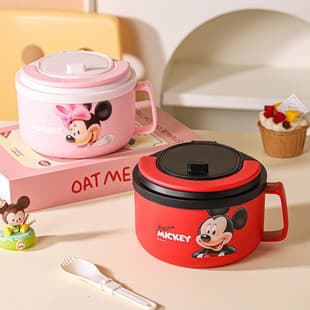 Disney Genuine Licensed Cartoon Stainless Steel Multifunctional Instant Noodle Bowl with Spoon with Phone Stand New Wholesale