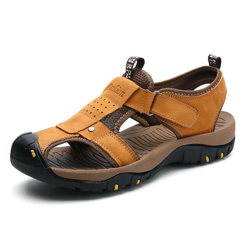 Cross-border large size men's outdoor Baotou beach sandals independent station Amazon mountaineering genuine leather river-trapping shoes durable