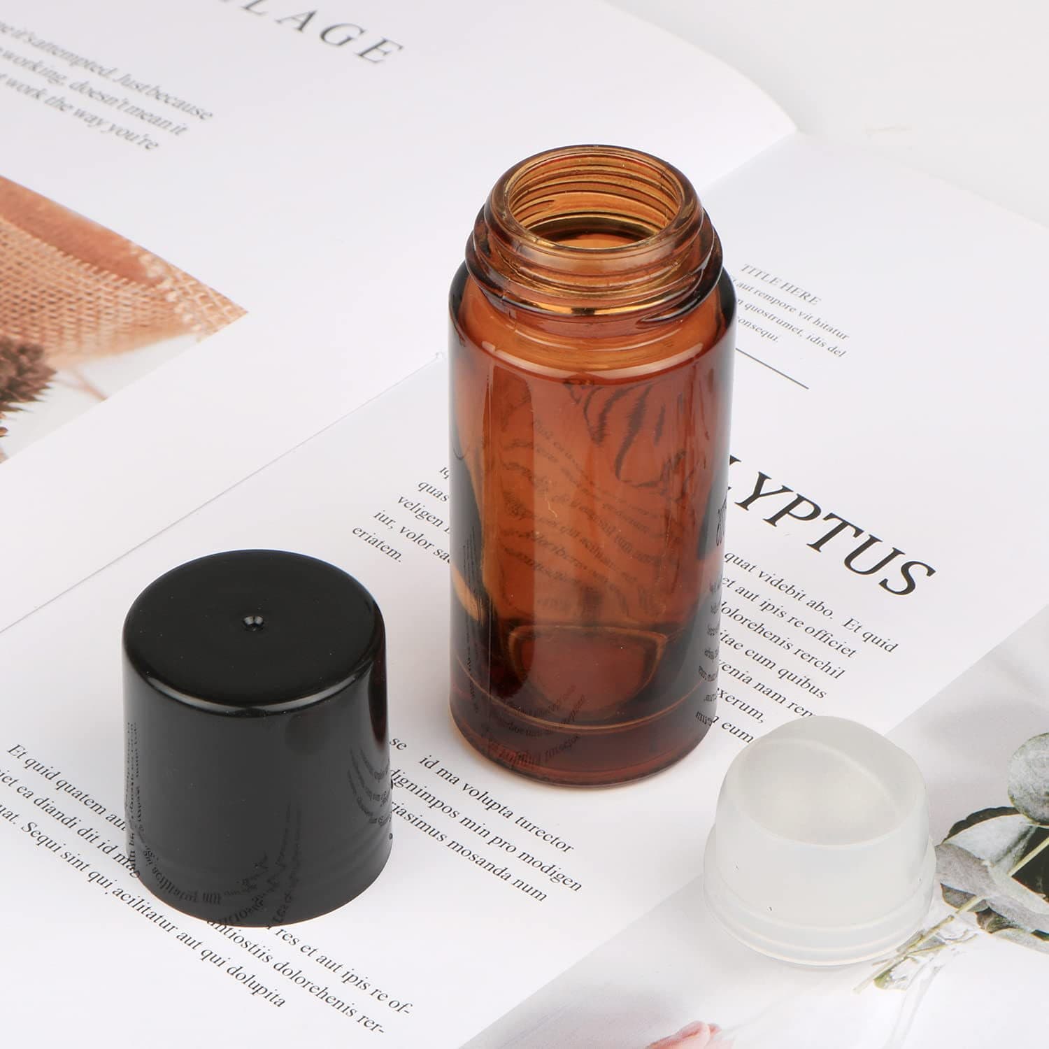 50ML roller ball bottle, brown roller ball bottle, transparent frosted lip oil bottle, eye cream bottle, brown essential oil bottle
