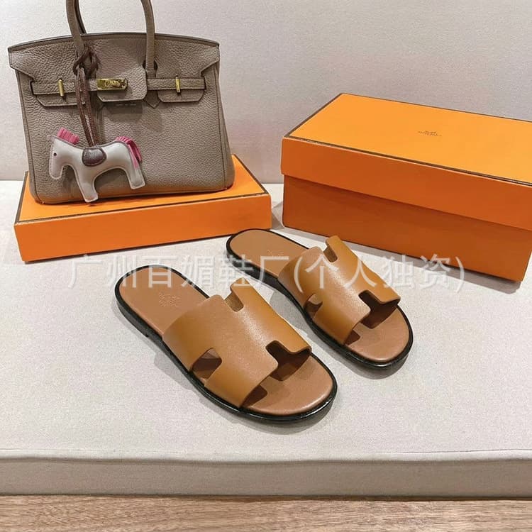 Cross-border Trade Large Size Men's Slippers 2026 New Genuine Leather Outdoor Slippers European Fashion Slide Sandals