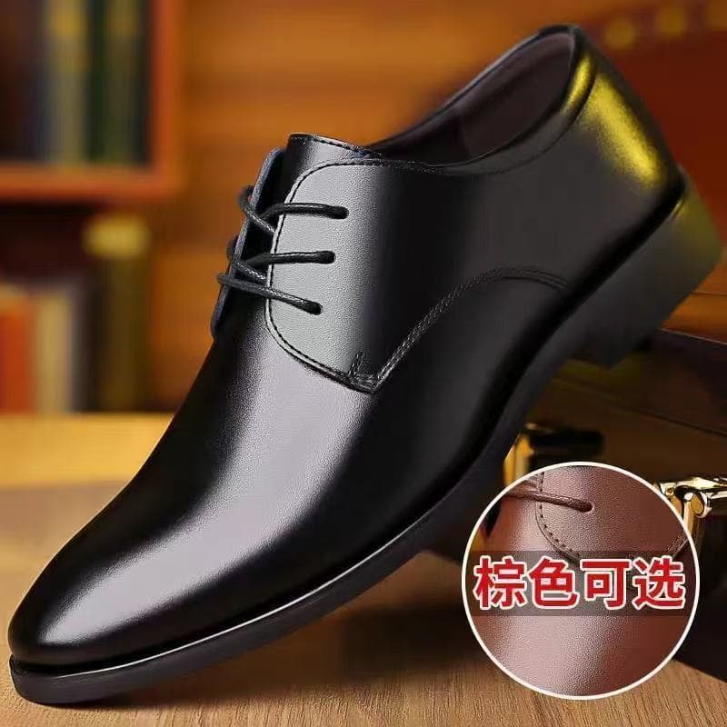 Men's Large Size Leather Shoes, Business Formal Casual Shoes, British Style Men's Wedding Groom Black Suit Breathable