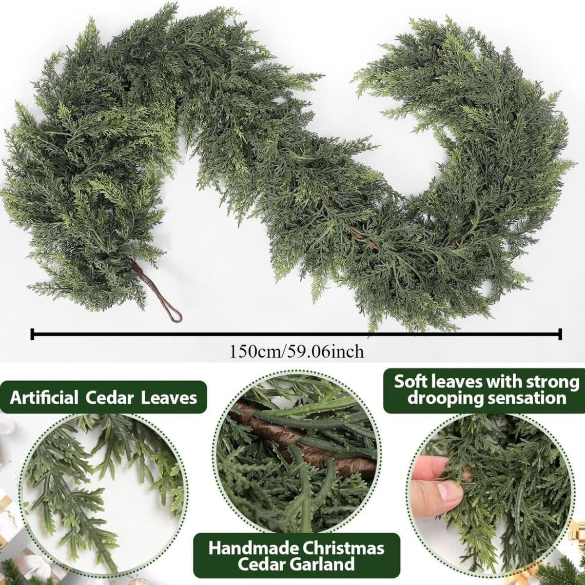 Cross-border Amazon TEMU Hot-Selling Soft Plastic Christmas Vine Pine Cypress Vine Cedar Wall Hanging Christmas Wreath