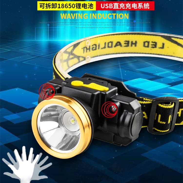 Induction charging led lithium headlight high power headlight strong light charging head mounted flashlight outdoor mining headlight