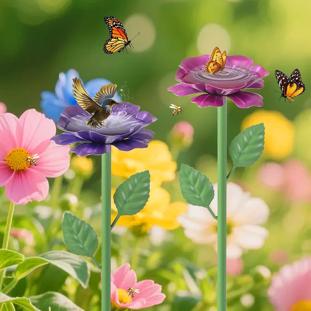 Cross-border special supply of wrought iron petal bird feeders, outdoor courtyard floor-mounted bird baths, bee and butterfly drinking fountains wholesale