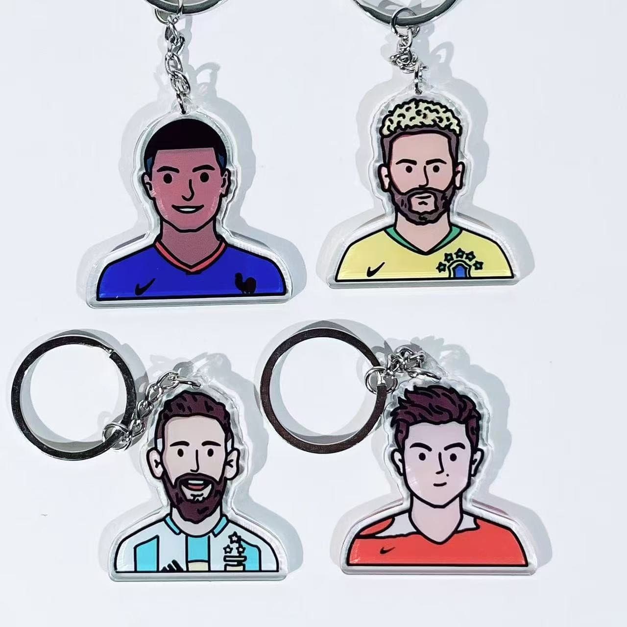 World Cup star acrylic key chain Messi C Mbappe cartoon pendant fans creative gift accessories