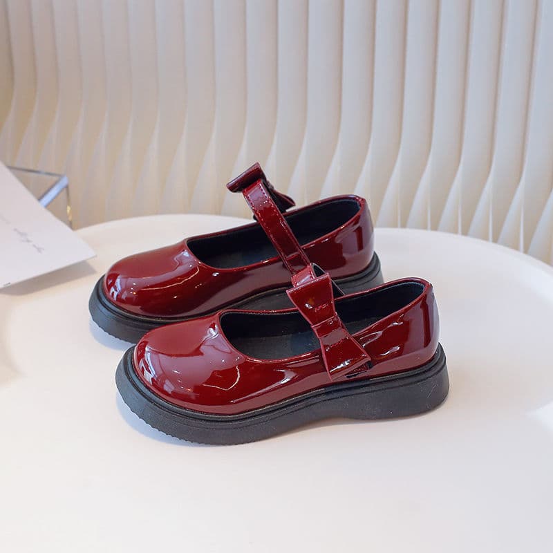 Girls Black Leather Shoes Spring Autumn Mary Jane Soft Sole Princess Shoes for Toddlers and Big Kids