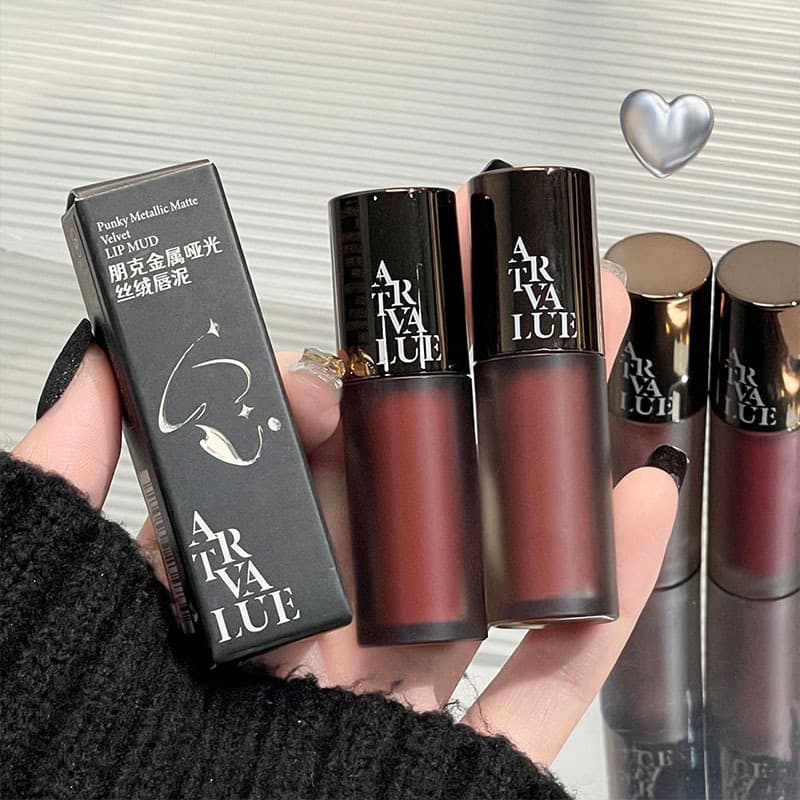 Art Value Punk Metallic Matte Velvet Lip Mud White Soft Fog Gray Powder All-match Lip Glaze Net Celebrity Price