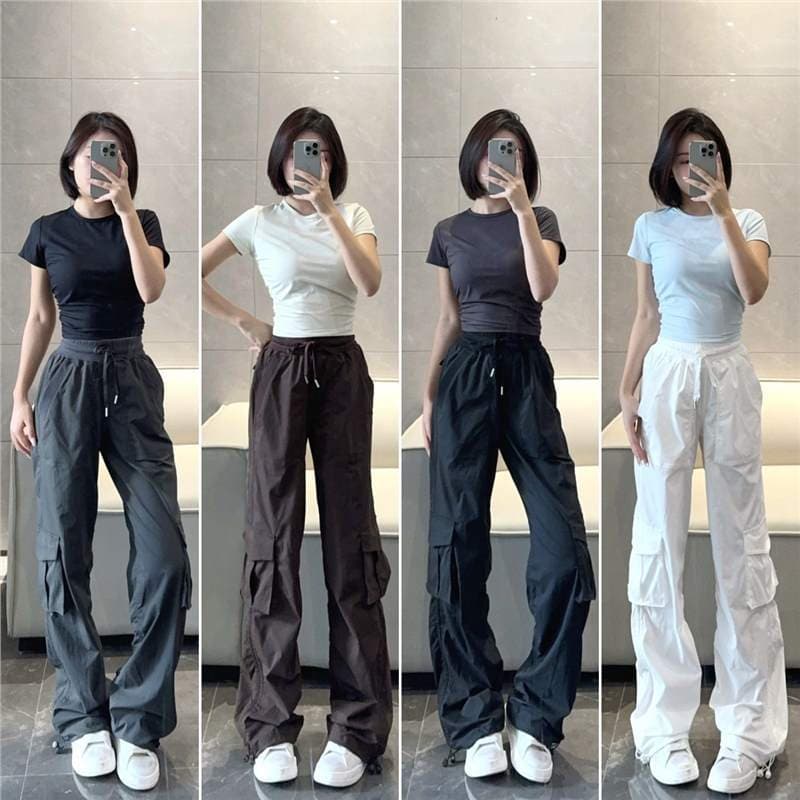 LULU Original Dance Studio Casual Loose Straight Leg Long Pants Quick-Dry Waterproof Cargo Pants for Women