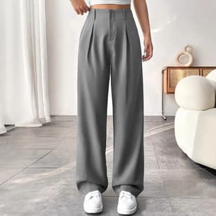 In Stock EU-US Cross-Border 2025 Commute Flowing High-Waist Slimming Wide-Leg Pants Versatile Casual Trousers