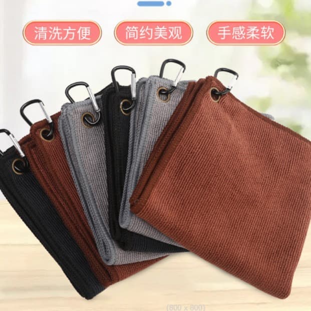 Golf Towel Club Cleaning Cloth Microfiber Towel with One Hole Carabiner Embroidered Logo Digital Print Towel