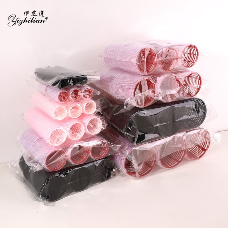 Ezhilian 6 Bags Hair Curling Tube Hair Root Fluffy Curly Hair Air Bangs Roll Self-Adhesive Hair Roll Hook and Loop Non-Ironing
