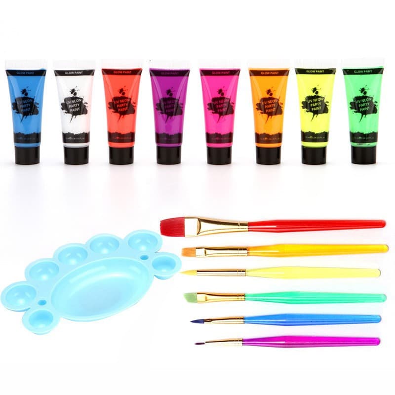 Factory Direct Sales 10Mx8 Color L Fluorescent Face Paint Ointment Colorful Hose Body Painting Pigment Uv Fluorescent Face Paint