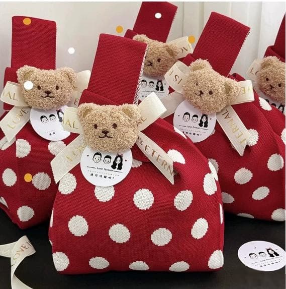 New Baby Gift Bag Knitted Candy Bag Baby Favor Bag Simple Festive Holiday Gift Bag