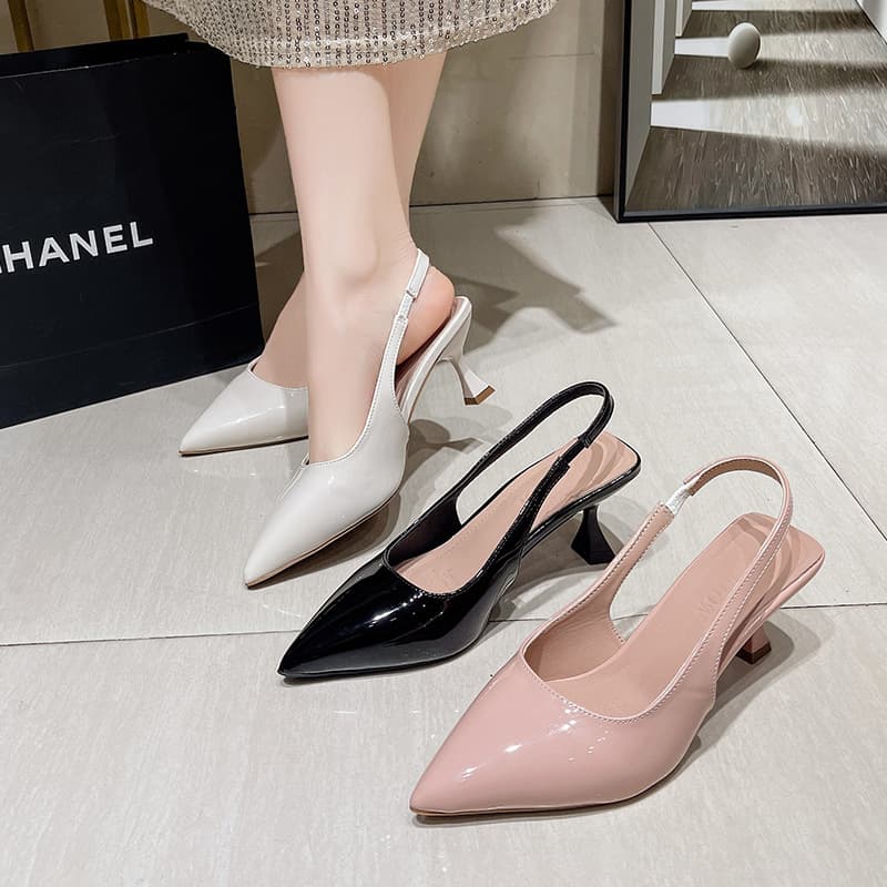 Women's Pointed Toe High Heel Shoes with Thin Heel, Closed Toe, Open Back, Shallow Mouth, 2026 Spring/Summer New Arrival