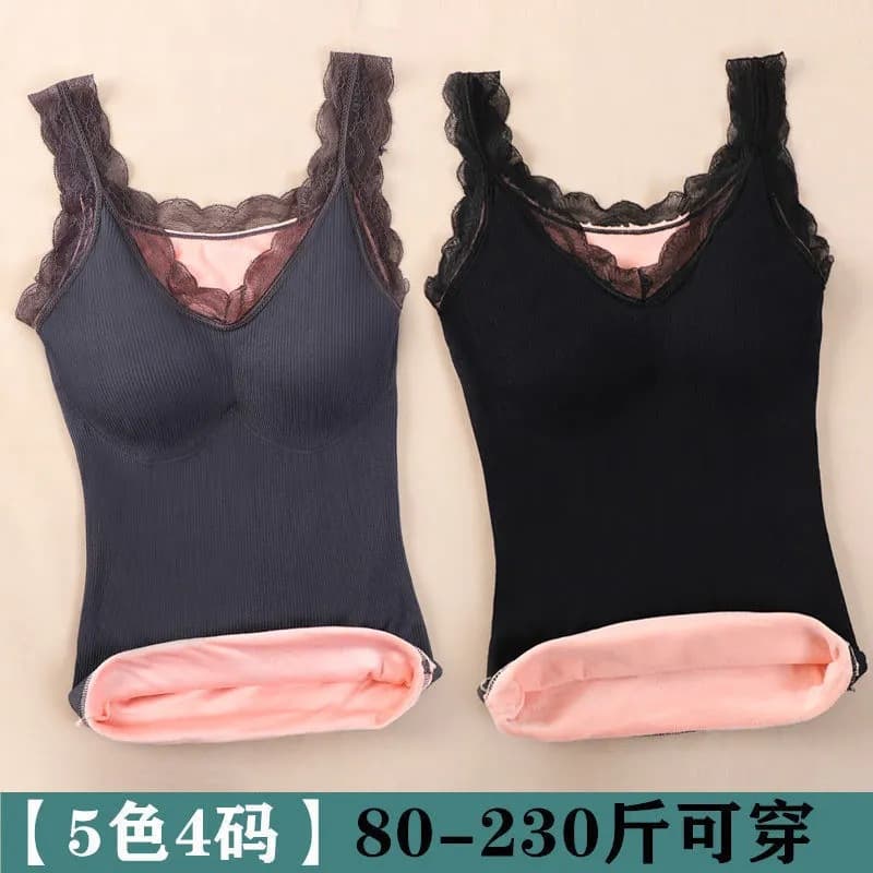 Thickened Fleece Warm Underwear Women's Vest Inner Wear Outer Wear Beautiful Back Bra Not Worn Fleece Base Shirt
