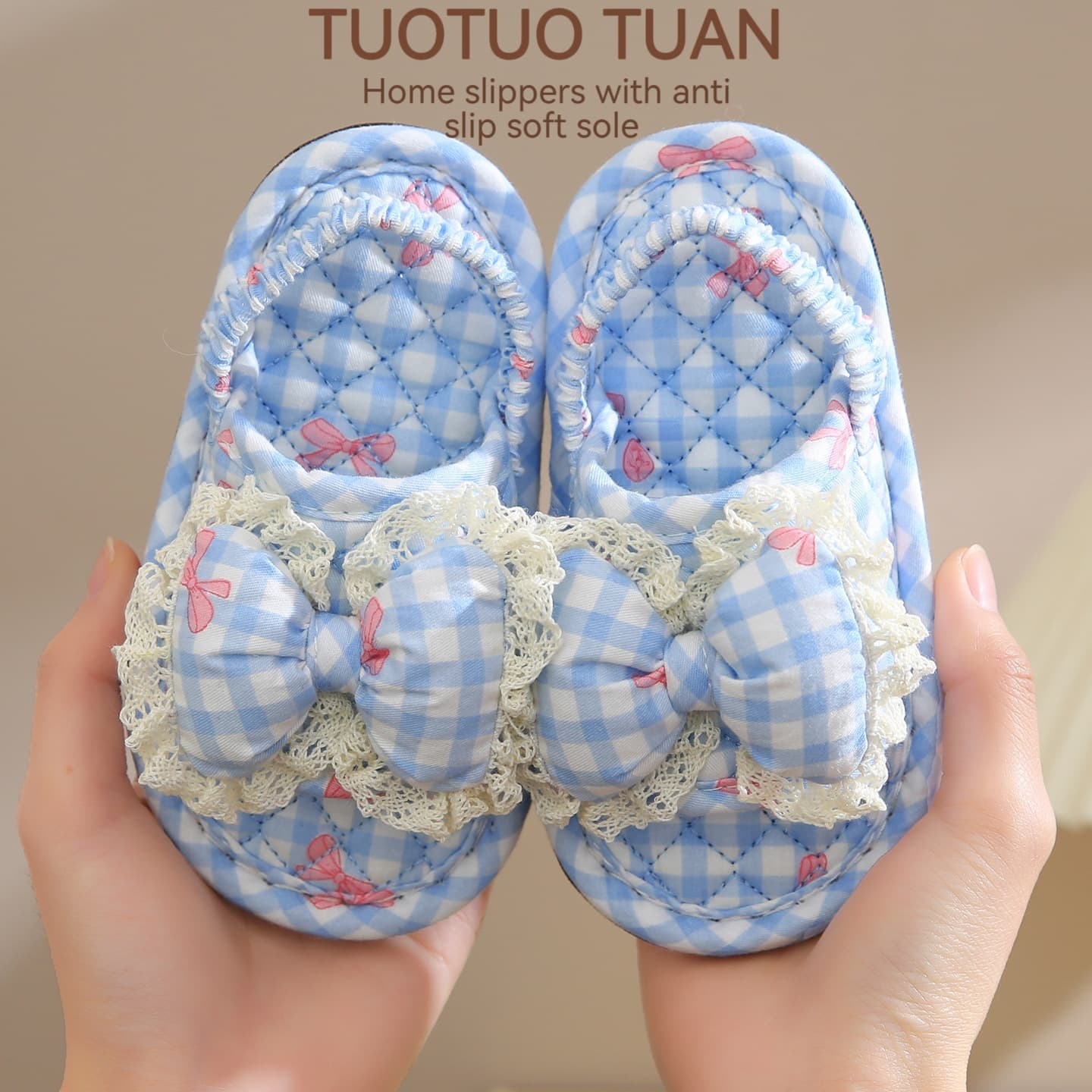 Korean-style Ins Children's Slippers for Girls, Non-Slip Indoor, 1-3 Years Old, 2-Year-Old Baby Walking Shoes, Ultra-Soft Sole, All-Season