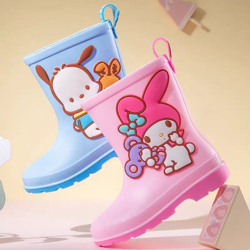 Sanrio Kuromi Pochacco Children's Rain Shoes, Boys and Girls Outdoor Wear, Kindergarten Kids Rain Boots, Toddler Shoes