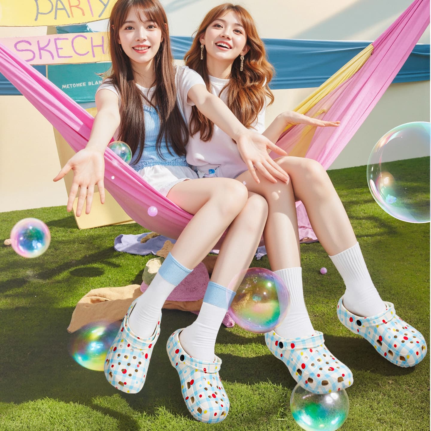 Cute poop-stomping Crocs 2025 new beach non-slip poop-feeling toe-toe slippers for women for summer outer wear
