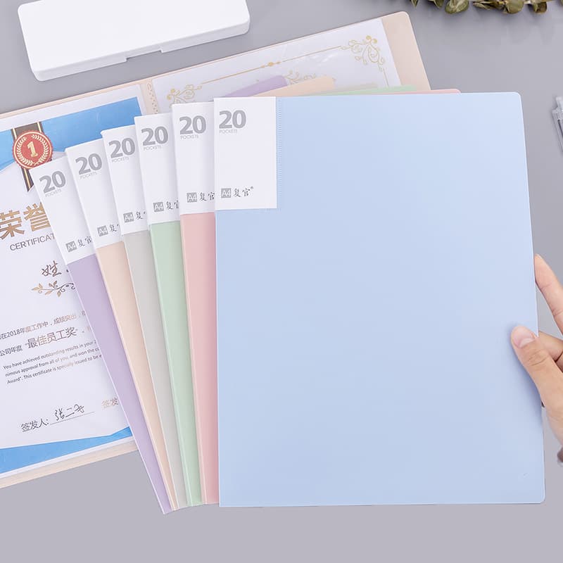 A4 Morandi Document Folder with Transparent Insert Pages, Multi-layer Sheet Music, Certificate, Test Paper Holder, Loose-leaf Archive File