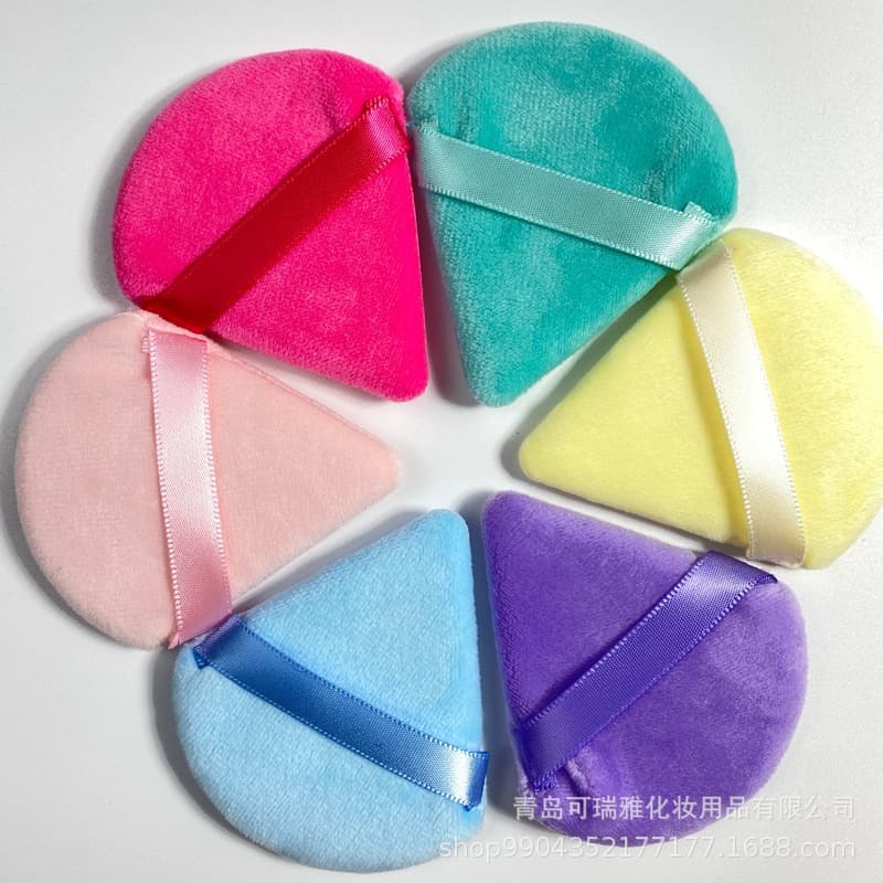 In Stock Triangle Powder Puff Fan-shaped Short Velvet Dry Powder Puff Crystal Velvet Triangle Powder Puff Loose Powder Puff Wholesale