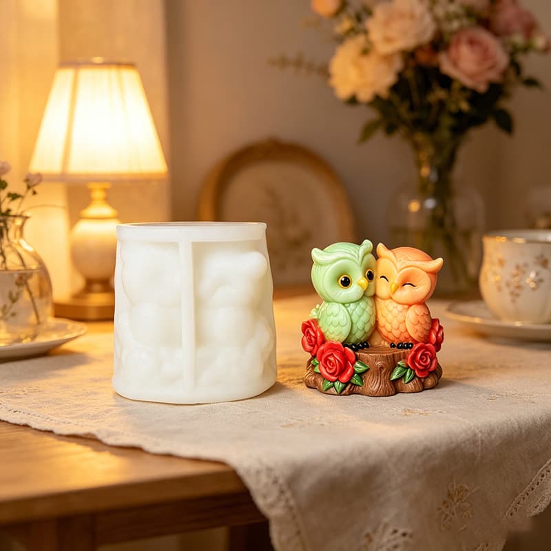 Stump Owl Aromatherapy Candle Silicone Mold DIY Plaster Resin Diffuser Stone Decoration Mold