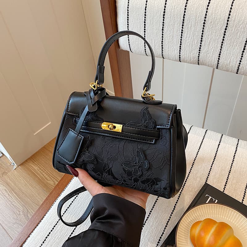 Cross-border high-quality butterfly embroidery handbag 2026 new lace carved Kelly bag women's shoulder crossbody bag trendy
