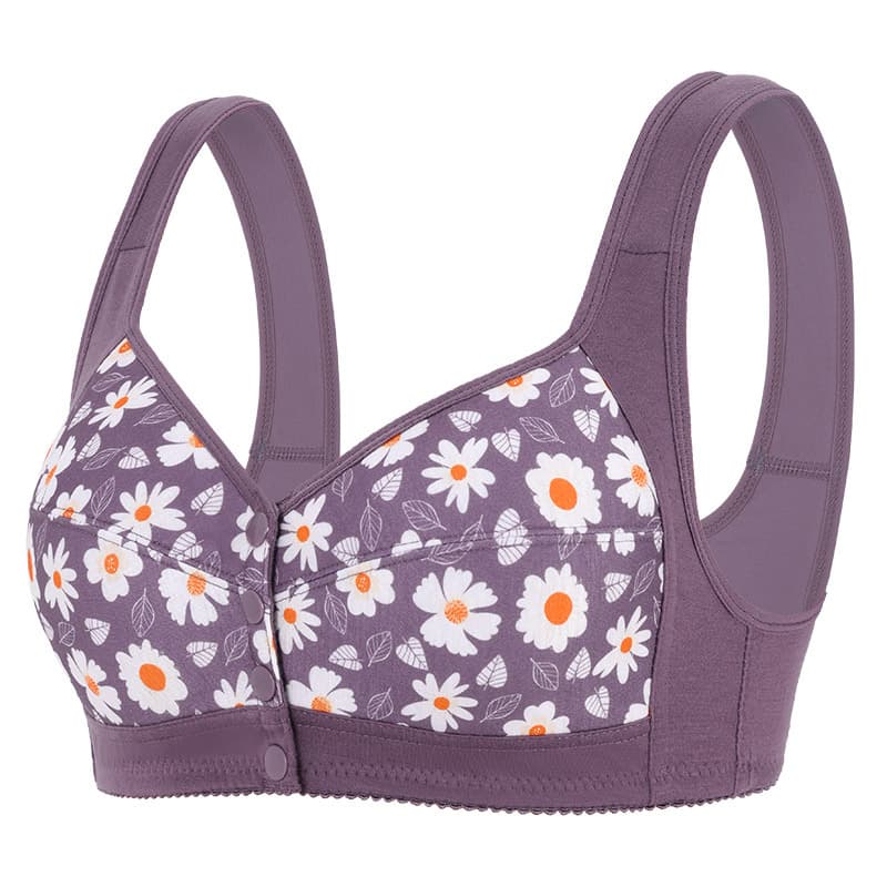 New Front-Clasp Full-Bust Bra, Thin Soft Cotton Women's Vest-Style, Middle-Aged and Elderly, Cross-Border Best-Seller Plus Size