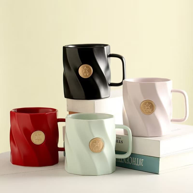 Creative ceramic mug, bronze mug, household water cup, couple cup, manufacturer wholesale, LOGO can be printed