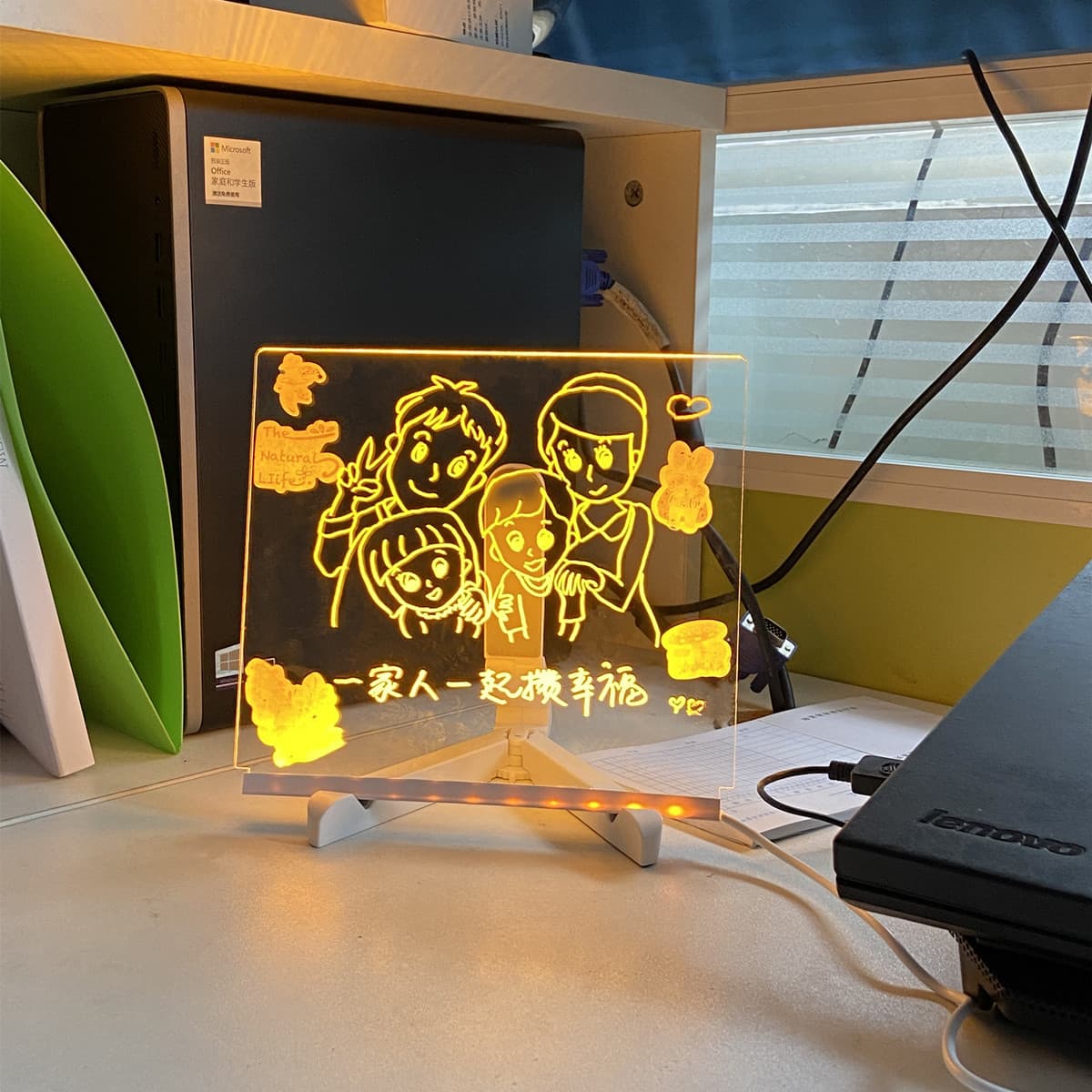 Erasable handwritten desktop illuminated acrylic transparent writing board, blackboard/whiteboard for stall advertising sign, LED fluorescent panel