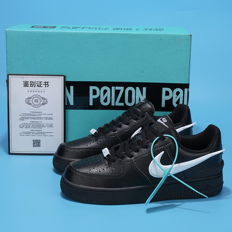 Nike Official Putian Men's Air Force 1 AF1 Black and White Low-Top Skate Shoes Airforce1 Women's Shoes
