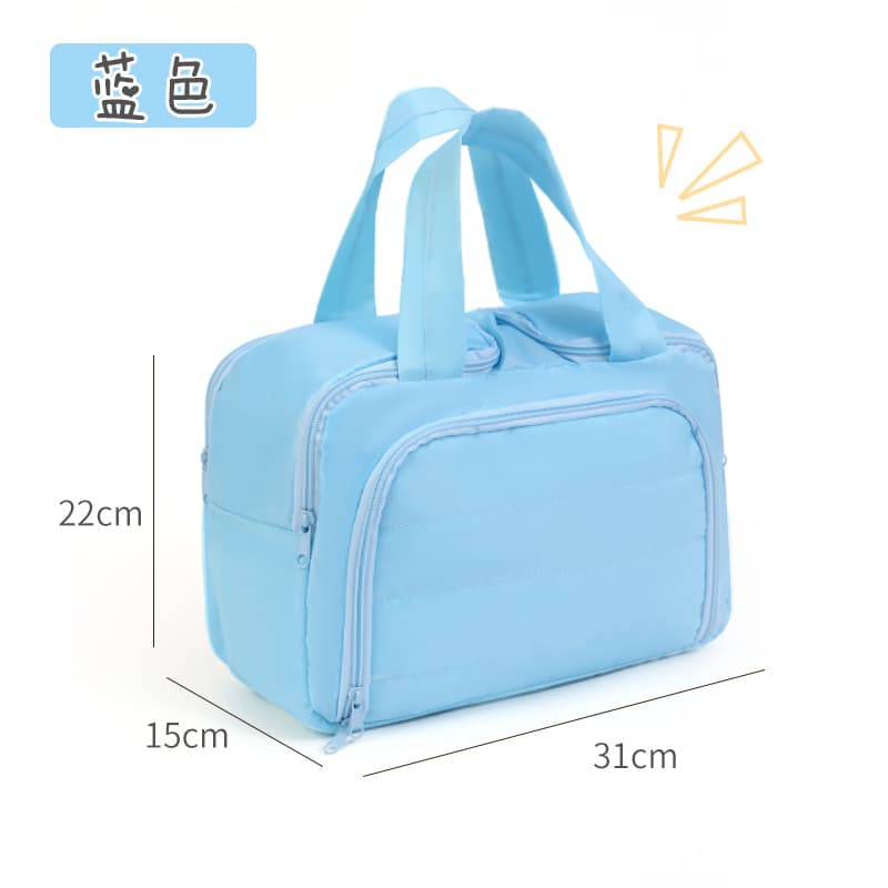 New Fashion Double-Open Cosmetic Bag Large Capacity Fluffy Makeup Organizer Handheld Portable Travel Toiletry Bag