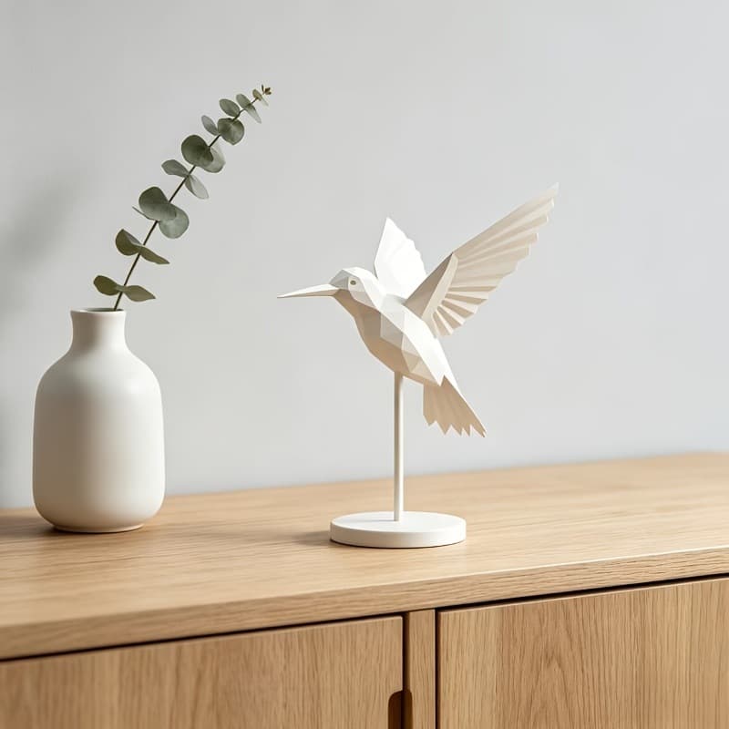 Cross-border popular 3D printed low-polygon hummingbird cute sculpture with base and artistic decoration can be shipped on behalf of others