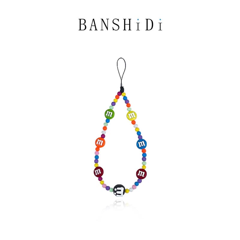 New M&M colorful small round bead bracelet, multi-functional phone case bracelet, CCD camera bag charm wholesale