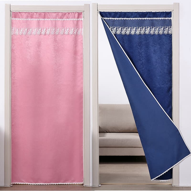 Fabric Door Curtain Light Blocking Partition Curtain for Home Air Conditioning Bedroom Bathroom Kitchen Fitting Room No-Drill Curtain Decoration