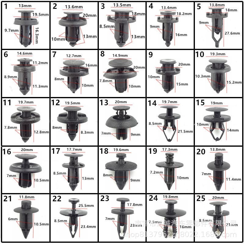 All Types of Car Clips/Tree-Shaped Clips/Hardware Fixing Clips/Male-Female Clips/Nylon Rivet Plastic Clips