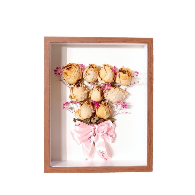 3D Hollow Dried Flower Photo Frame Wholesale 6/8/10 Inch A4 A3 Handmade Paper Rose Mounted Light-Up Frame Factory