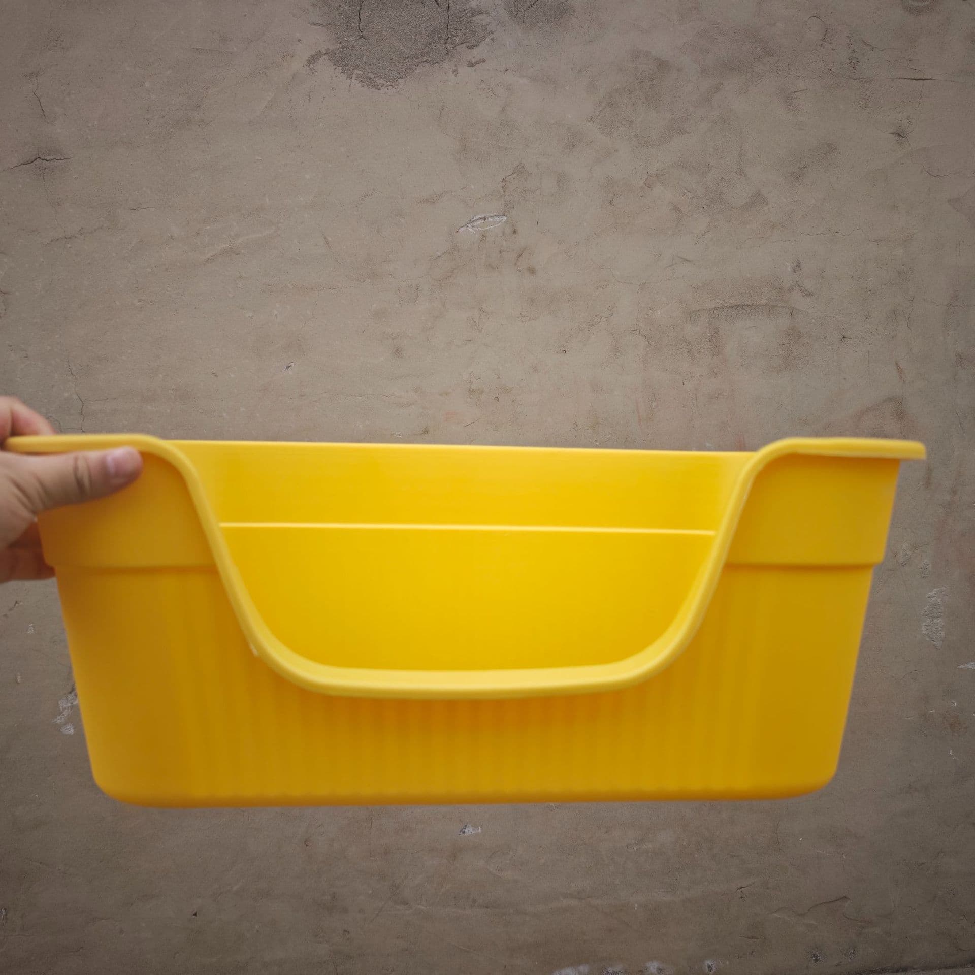 Rectangular Cat Litter Box, Anti-Splash High-Sided, Semi-Enclosed Cat Toilet, Open Litter Pan