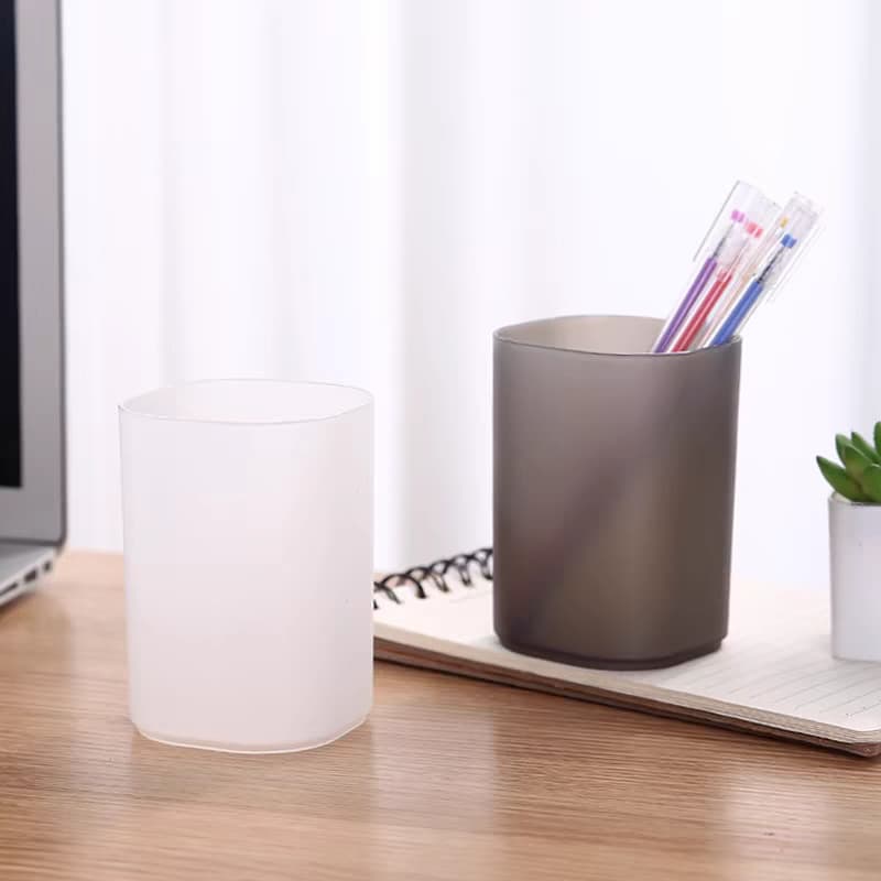 Desktop transparent frosted pen holder, simple storage tube, stationery box, multi-functional pen holder for students