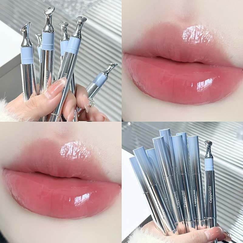 Cappuvini Mirror Gloss Lip Plumper Lip Gloss Glassy Nude Brightening Lip Glaze Student Lipstick