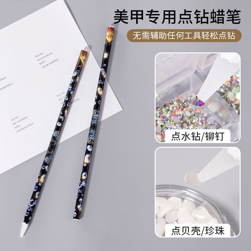 Diamond Dotting Pen Wax Pencil for Quick Rhinestone Pickup, Nail Art Rhinestone Applicator, Sticky Wax Pen for Rhinestone Setting, Nail Art Tool