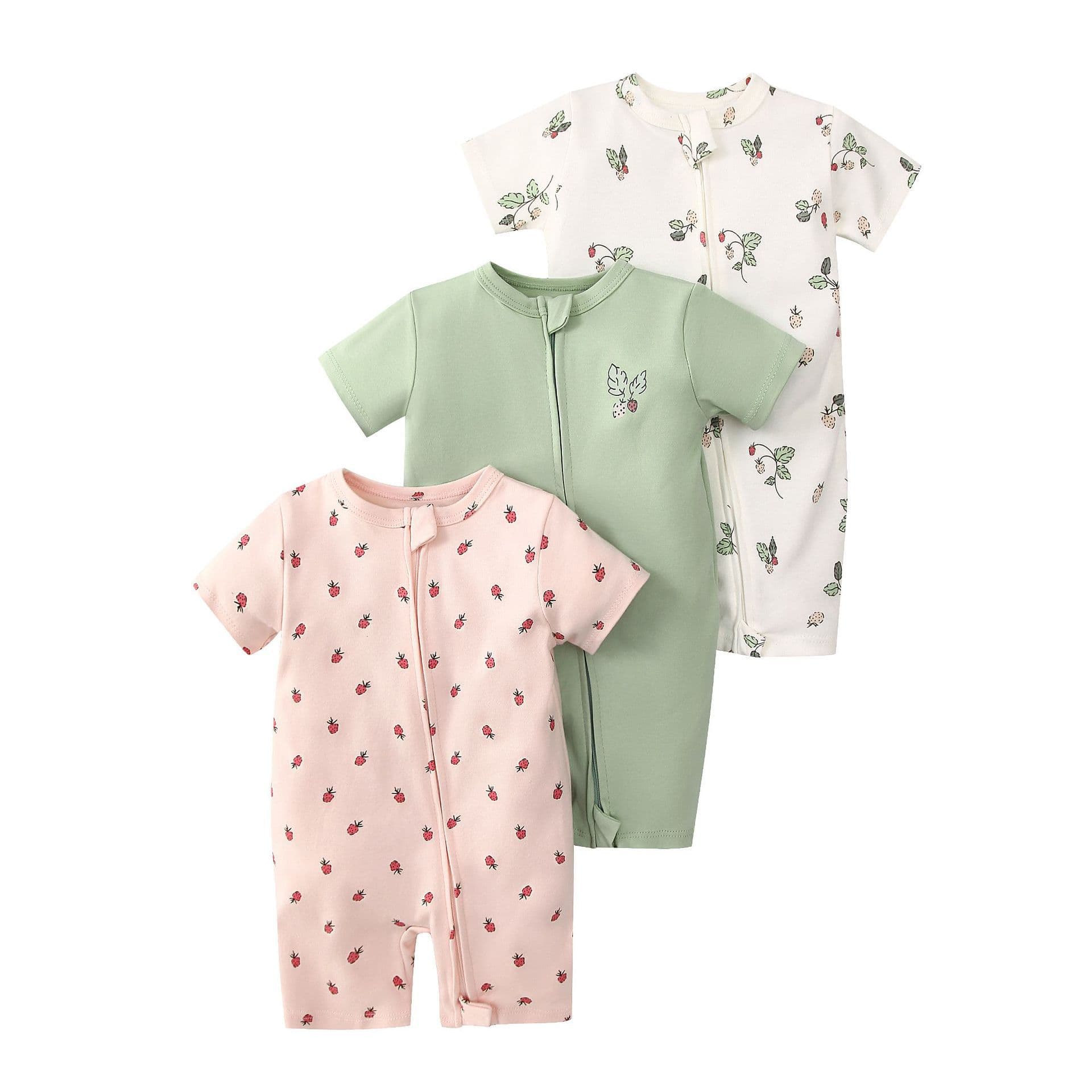Baby Summer Romper Short Sleeve Double Zipper Bodysuit Newborn Gift Set Cross-border Supply