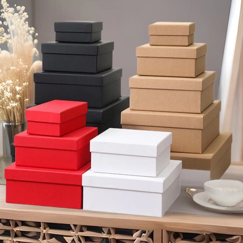 Spot black gift box red cardboard box kraft paper heaven and earth cover large square white companion gift box wholesale