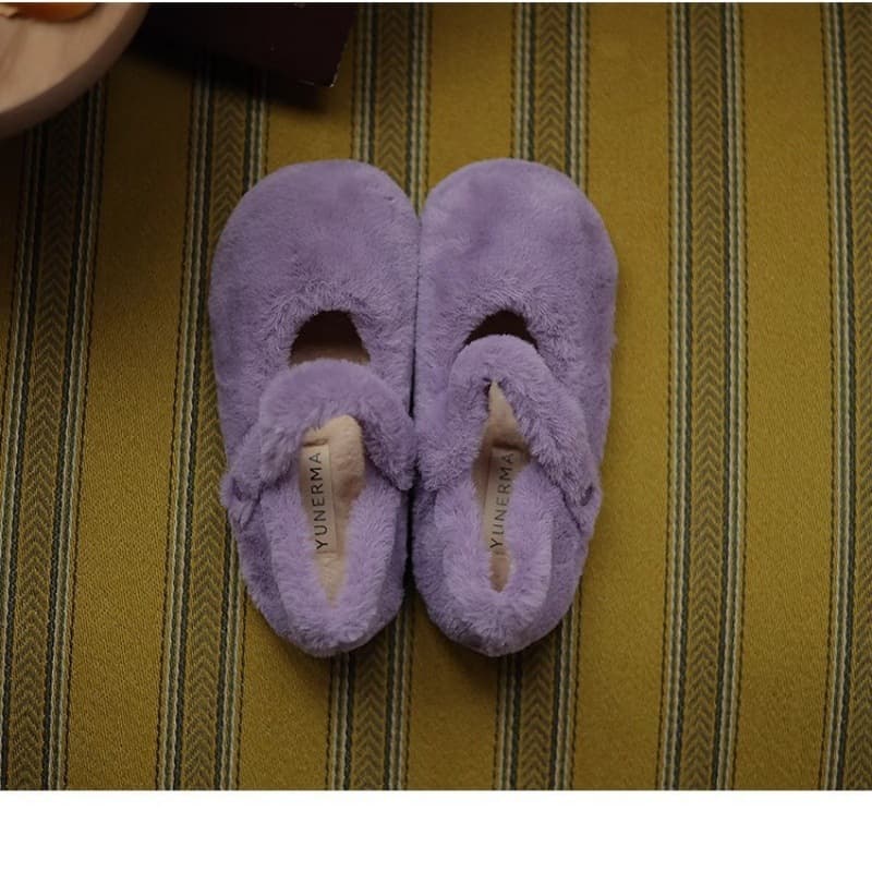 Oubaima Girls' 2025 Autumn/Winter New Cute Fleece-Lined Hook-and-Loop Plush Shoes Baby Winter Stylish Cotton Shoes
