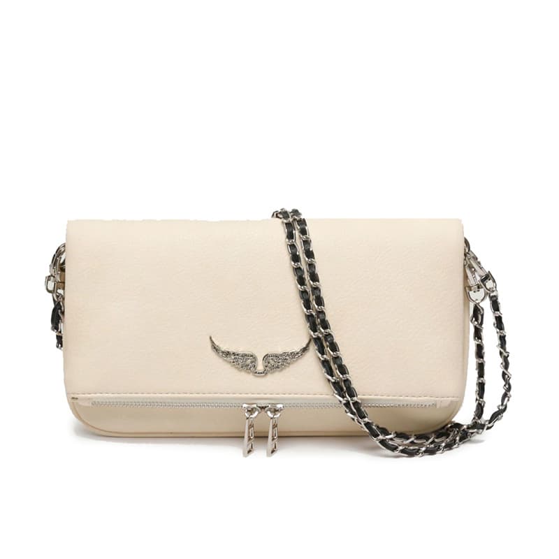 Silver-Black Pebble Grain Vintage Crossbody Bag New Fashion Women's Shoulder Bag Luxury Design Chain Envelope Bag