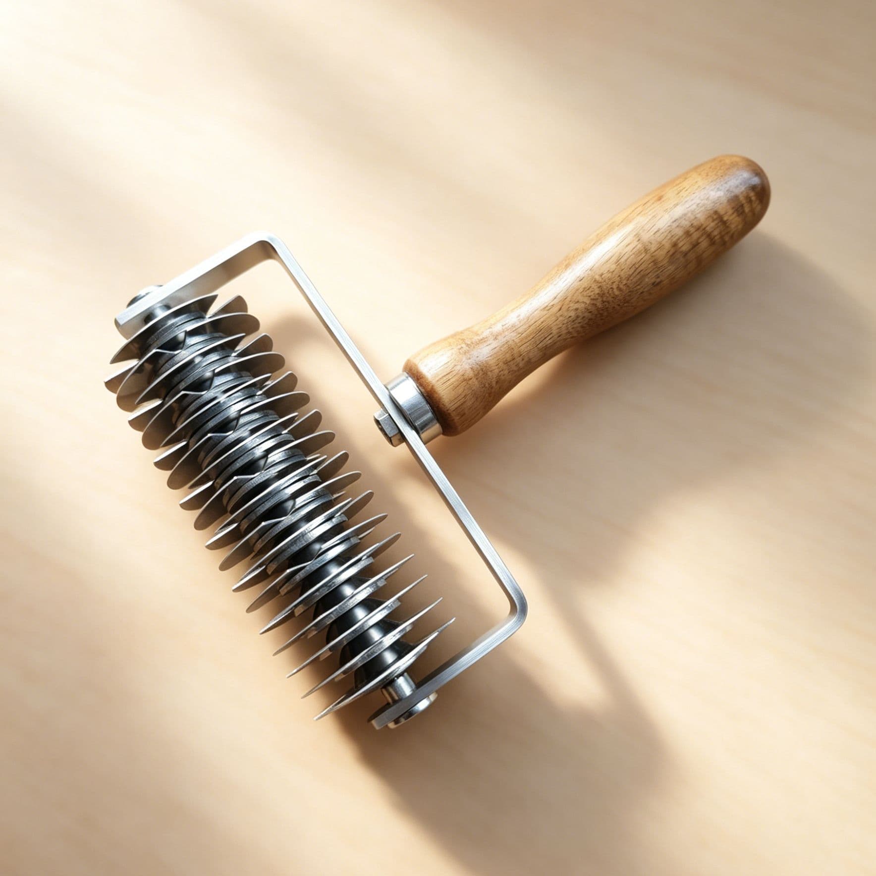 2026 New Model Acacia Wood Handle Pizza Cutter, Stainless Steel Mesh Roller Cutter, Baking Tools