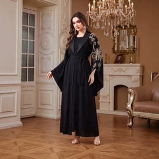 26 Cross-border Autumn/Winter New Style Embroidered Rhinestone Fringe Elegant Two-Piece Dress Women's Clothing Processing OEM