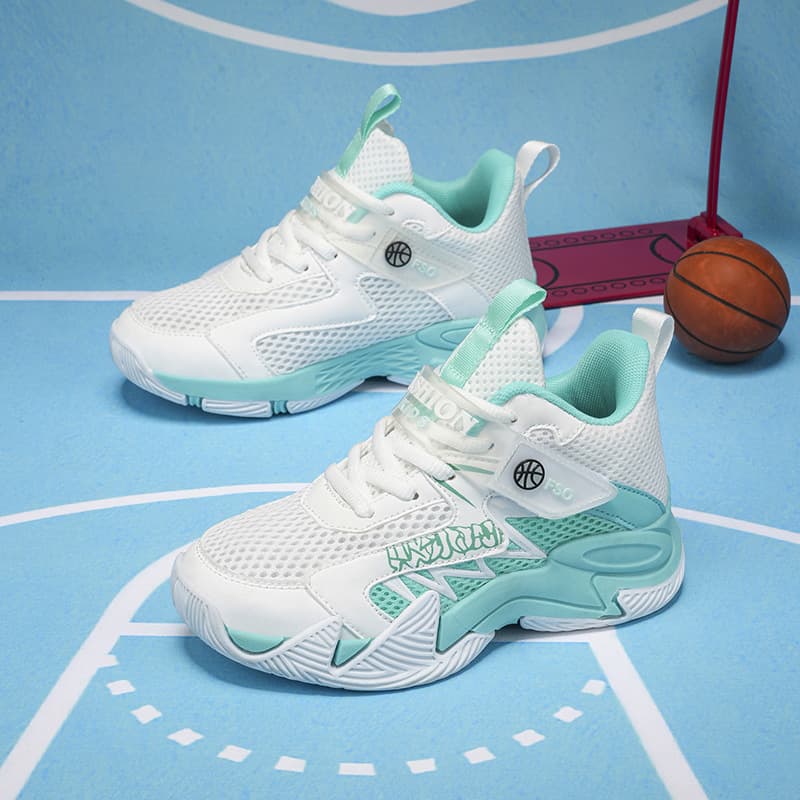 Summer Boys Basketball Shoes, Single Mesh Breathable, Anti-Slip, Wear-Resistant, High Elasticity Youth Training, Actual Combat, Middle and Big Kids Basketball Shoes