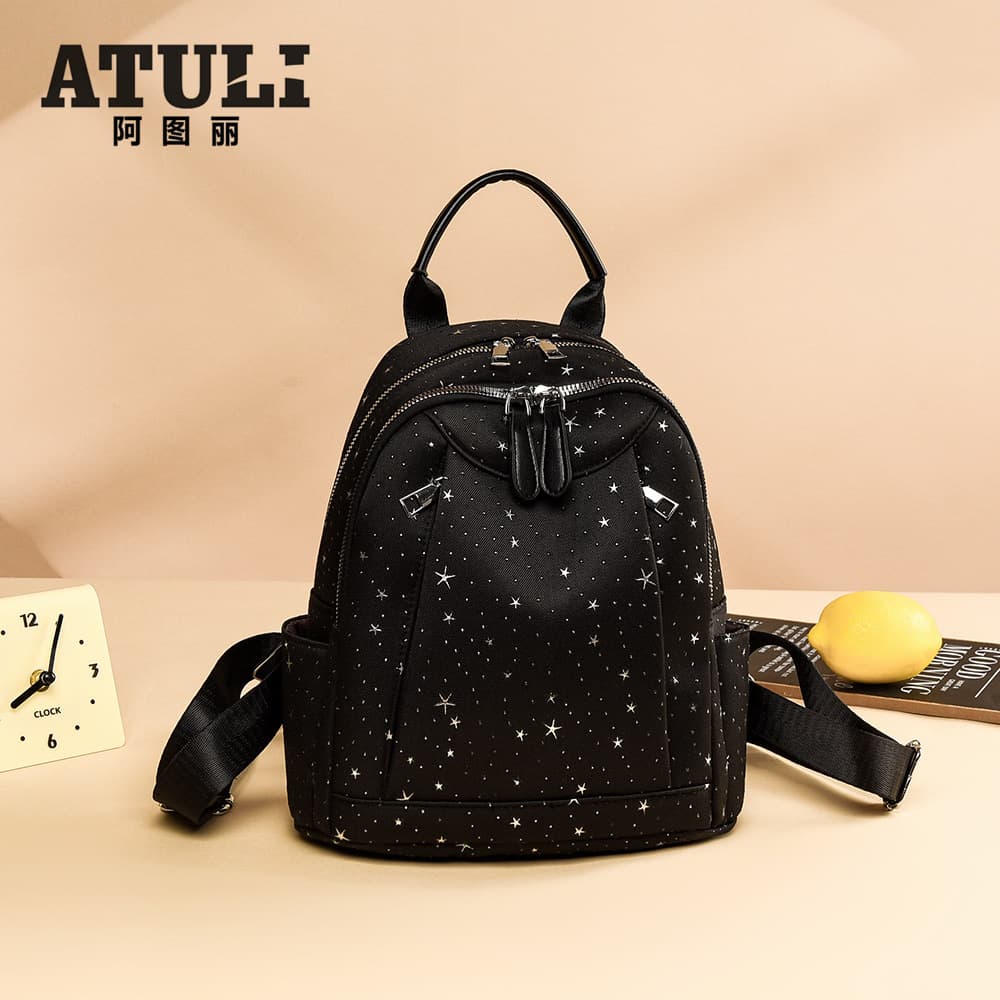 Spring School Backpack for Women, New Simple Solid Color, Korean Style Starry Backpack, Lightweight for Middle and High School Students