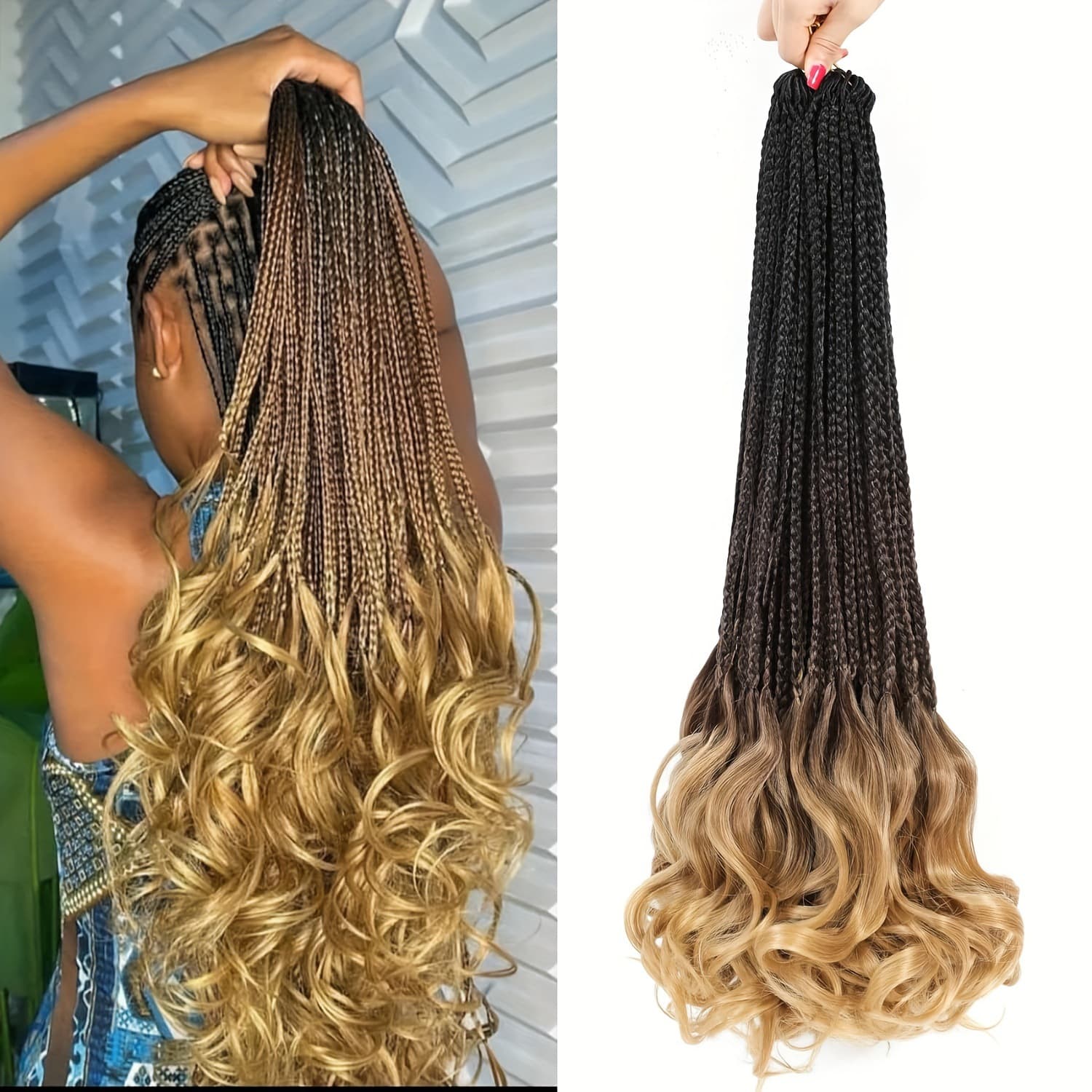 Curly Ends Pre Looped Crochet Braids Dreadlocks Three Strand Braided Wig