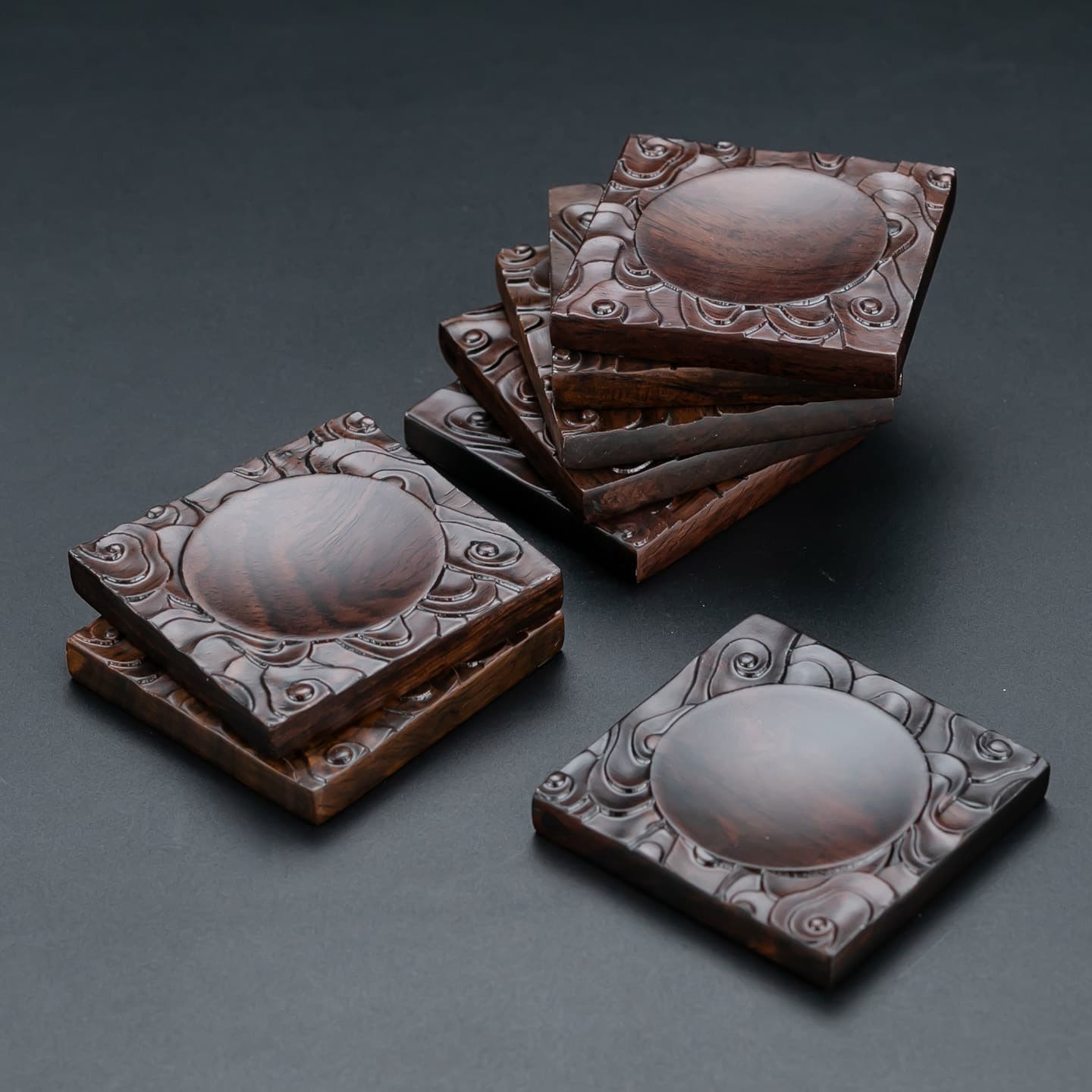 Solid Ebony Square Coaster Vintage Simple Anti-scald Heat Insulation Chinese High-end Style Home Decor Zen Tea Set